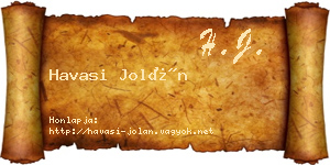 Havasi Jolán névjegykártya